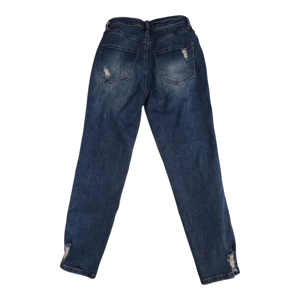 Boyfriend Distressed Denim Blue Jeans - Picture 4 of 5